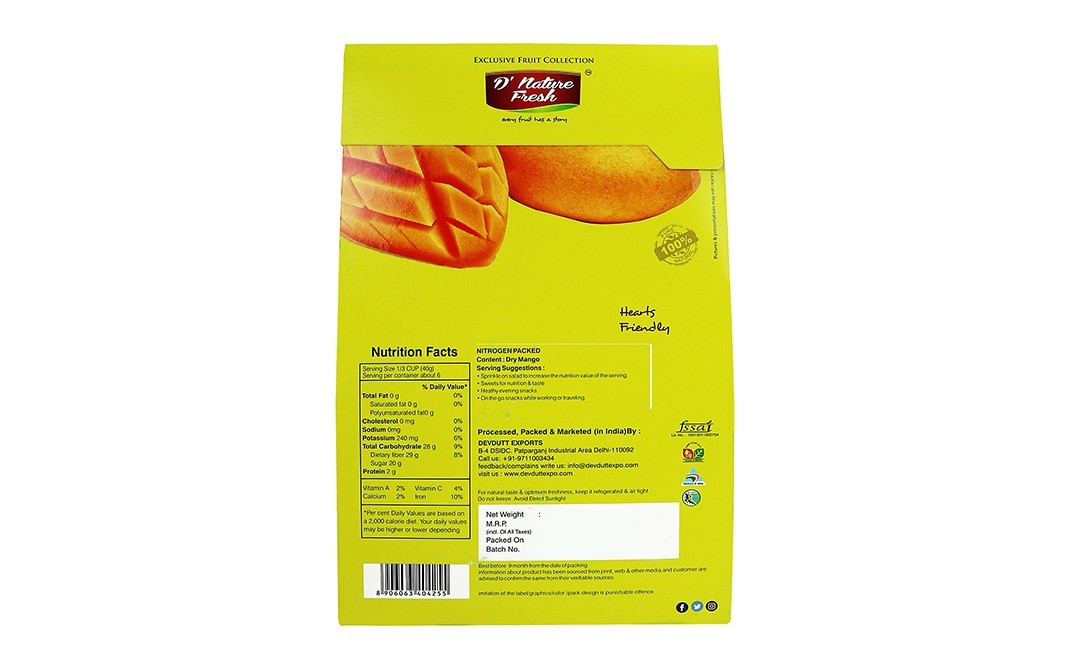 D'nature Fresh Dry Mango    Box  250 grams